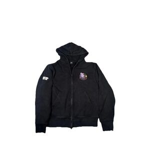BT21 Hoodie Sweatshirt Mens Medium‎ Black Full Zip Cooky Graphic Space Back